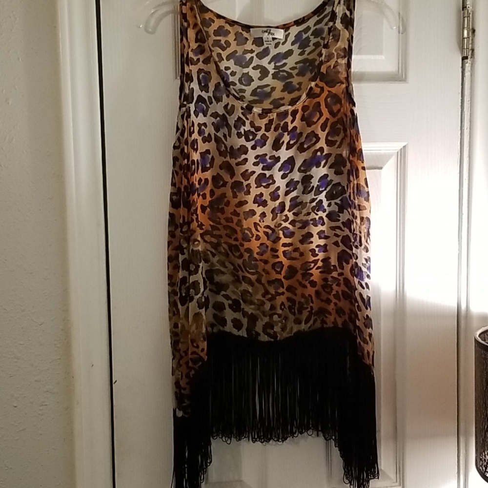 Fringed/Semi Sheer/Multi Colored Top/Animal 8-10